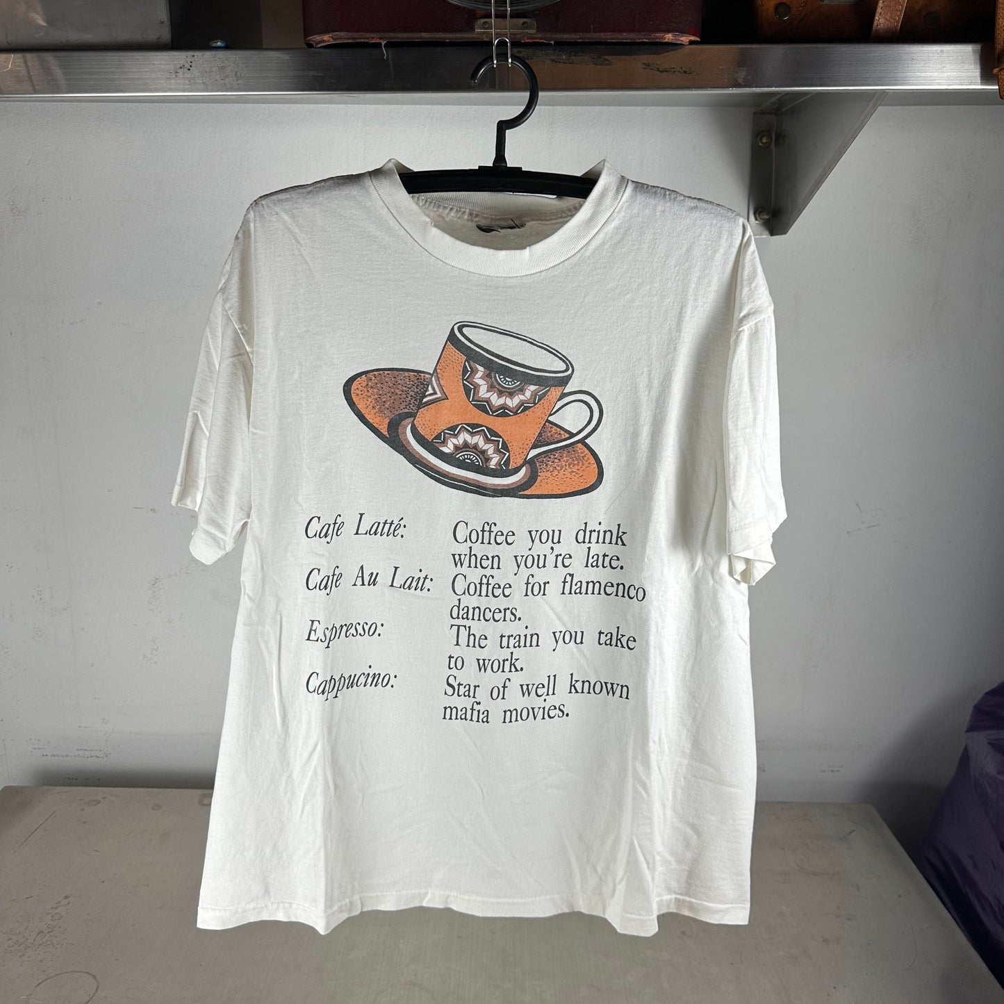 Vintage 90s Coffee Humor Graphic Single Stitch T-Shirt