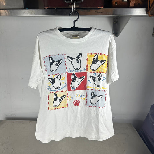 Vintage 90s Bull Terrier Cute Dog Artwork Graphic Single Stitch T-shirt