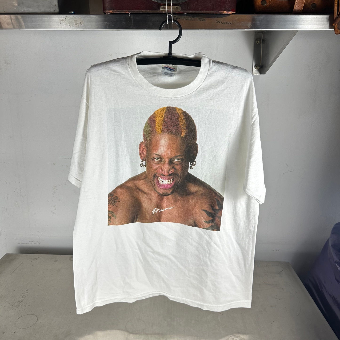 Vintage 90s Dennis Rodman Dunlop Tyre Promo Double Sided Graphic T-shirt
