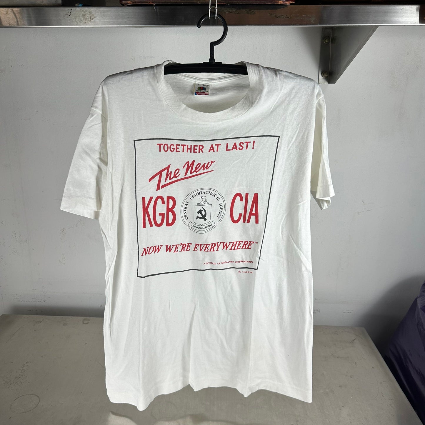 Vintage 90s KGB CIA Together At Last! Russia Ukraine USA T-shirt