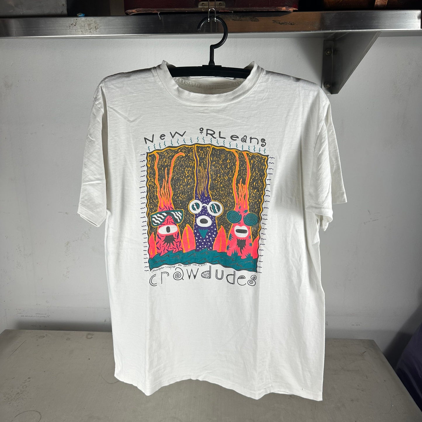 Vintage 1991 New Orleans Crawdudes Artwork Graphic T-shirt