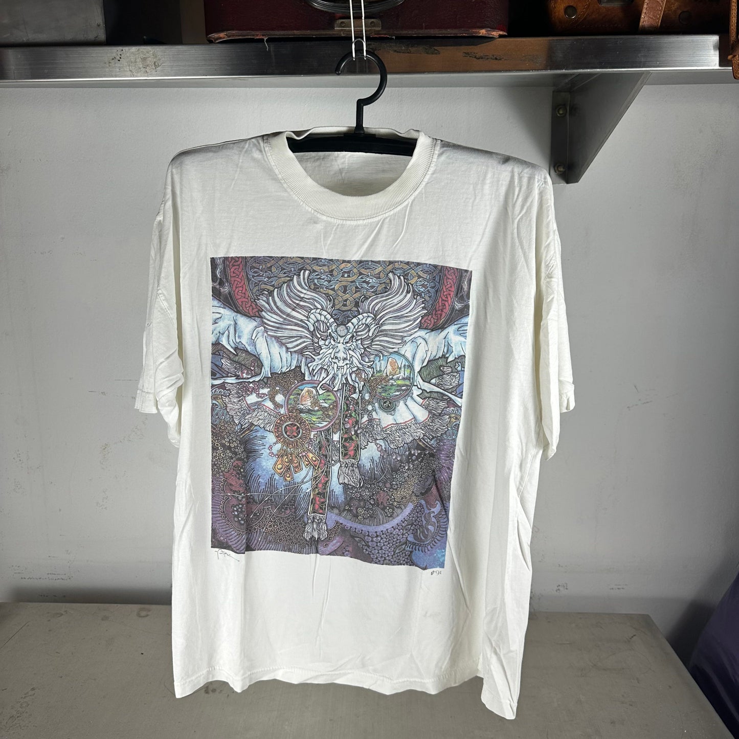 Vintage 1991 Jim Fitzpatrick Senach The Spectre Dragon Artwork T-shirt