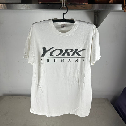 Vintage 1997 York Cougars Typography Single Stitch T-shirt