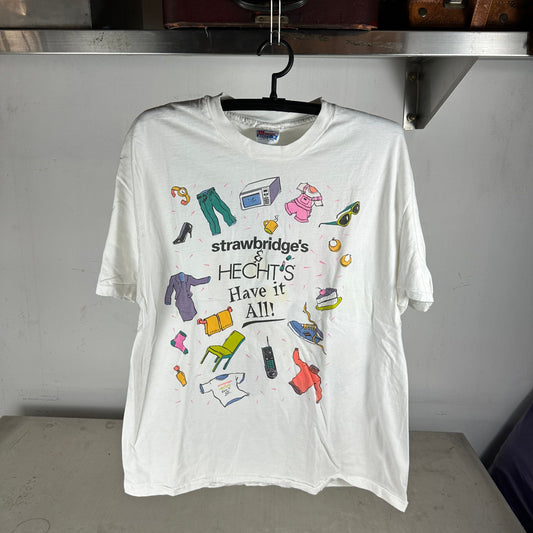 Vintage 90s Strawbridge's & Hecht's Shopping Mall Artwork T-shirt