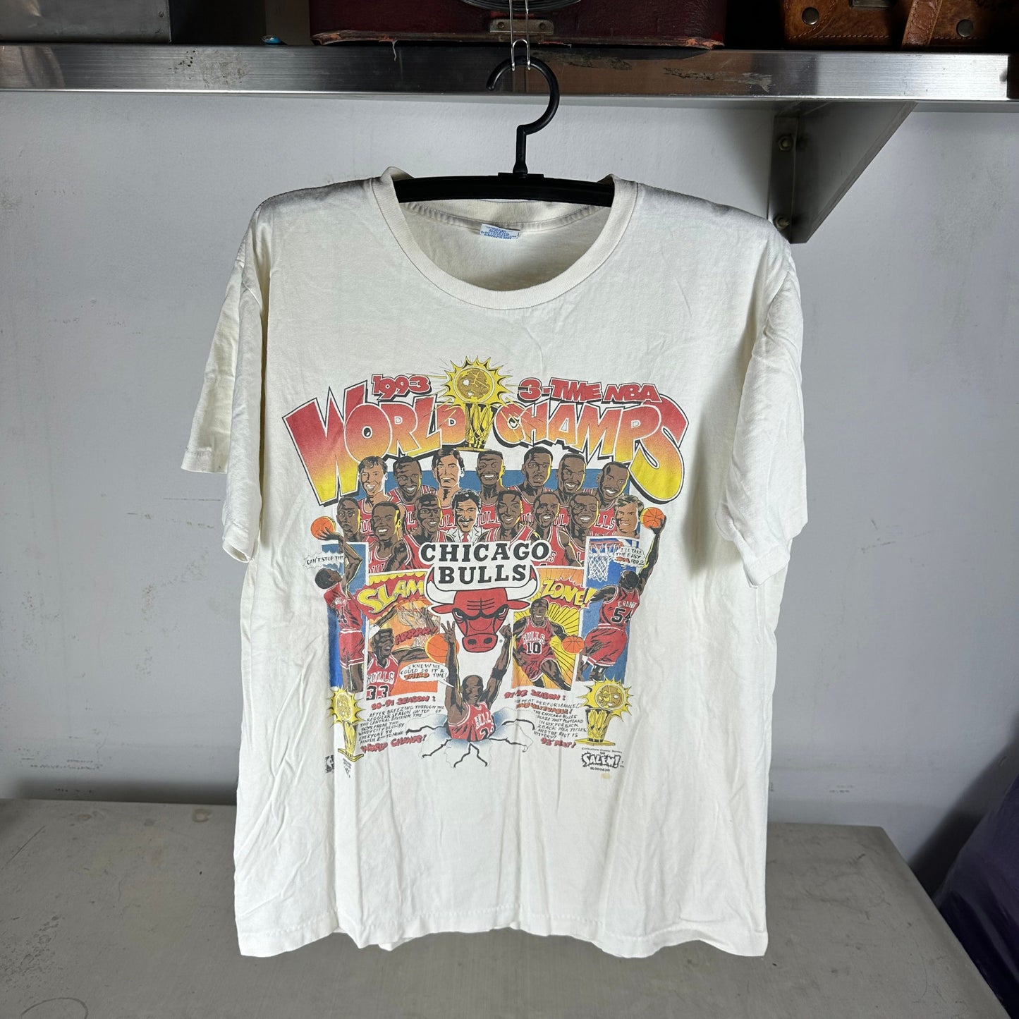 Vintage 1993 Chicago Bulls NBA World Champs Salem Comic T-shirt