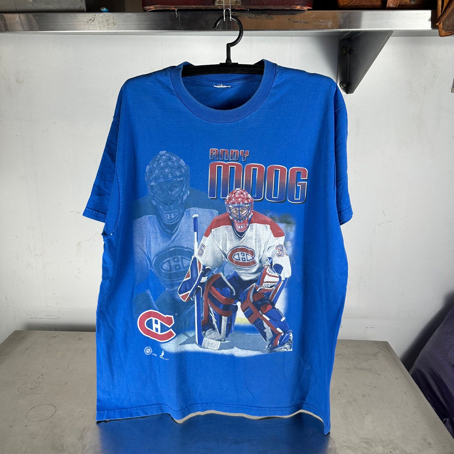 Vintage 90s Andy Moog Montreal Canadiens NHL Graphic XL T-shirt