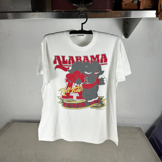 Vintage 1987 Alabama Crimson Tide Roll Tide NCAA Mascot Graphic T-shirt