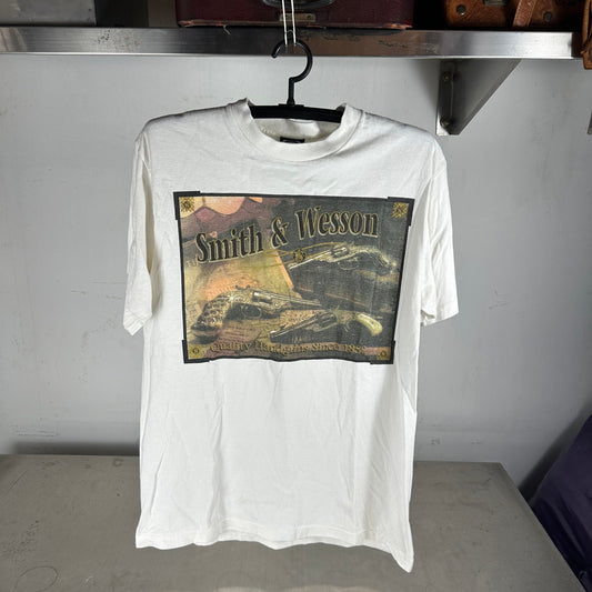 Vintage 90s Smith & Wesson Quality Handguns Since 1852 Revolver Graphic T-shirt