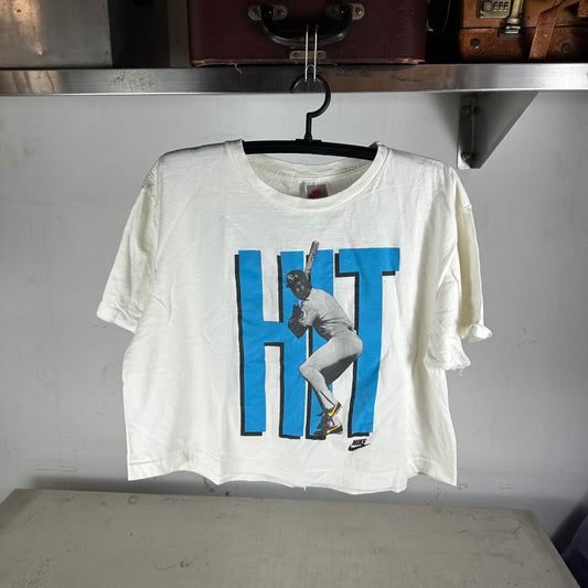 Vintage Nike 90s Bo Jackson Hit Run Double Sided Graphic Cropped T-shirt