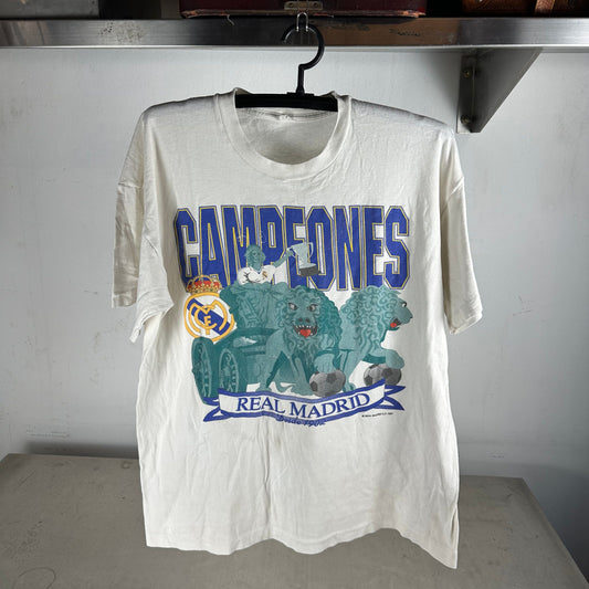 Vintage 1997 Real Madrid CF Campeones Soccer Single Stitch T-shirt