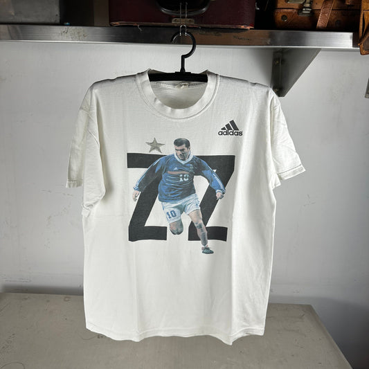 Vintage 90s Adidas Zinedine Zidane France Soccer Graphic T-shirt