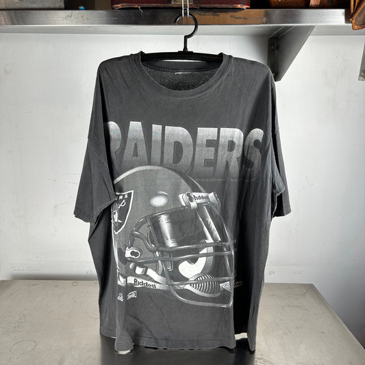 Vintage 1994 Los Angeles Raiders NFL Helmet Double Sided Graphic T-shirt