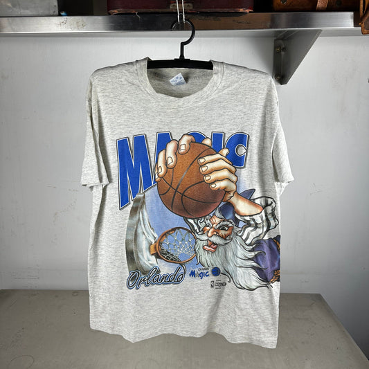 Vintage 90s Orlando Magic NBA Salem Sportswear Wizard Wraparound Graphic T-shirt