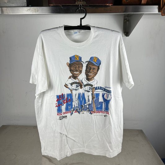 Vintage 1990 Ken Griffey Seattle Mariners MLB All in the Family Caricature T-shirt