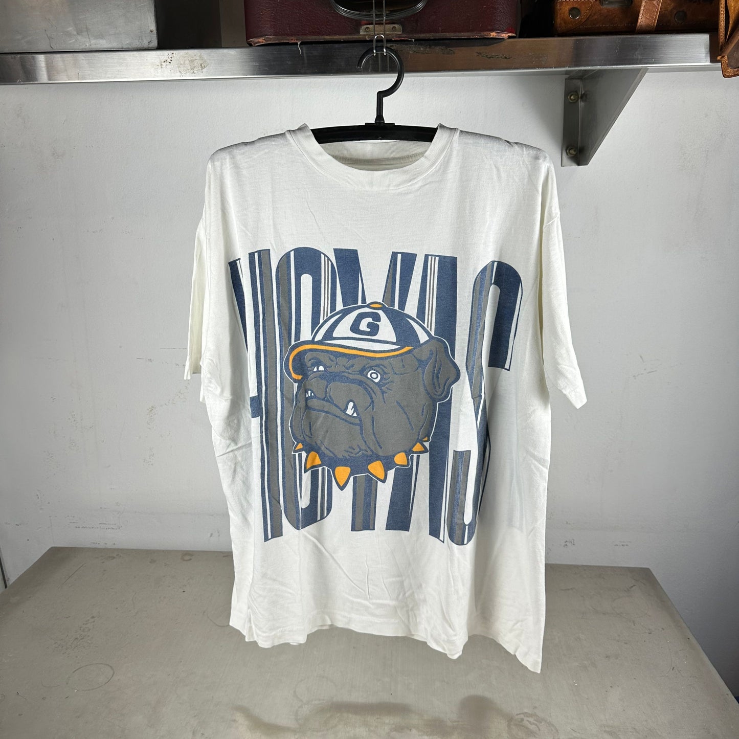 Vintage 90s Georgetown Hoyas NCAA Mascot Double Sided Graphic T-shirt