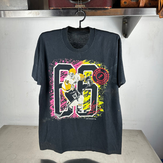Vintage 1989 Mario Lemieux Pittsburgh Penguins NHL Graphic T-shirt