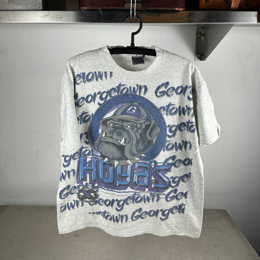 Vintage 1991 Georgetown Hoyas Bulldog NCAA All Over Print AOP T-shirt