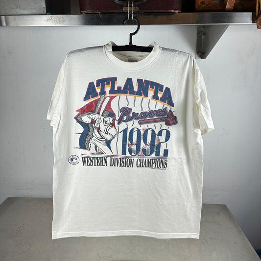 Vintage 1992 Atlanta Braves MLB Western Division Champions Single Stitch T-shirt