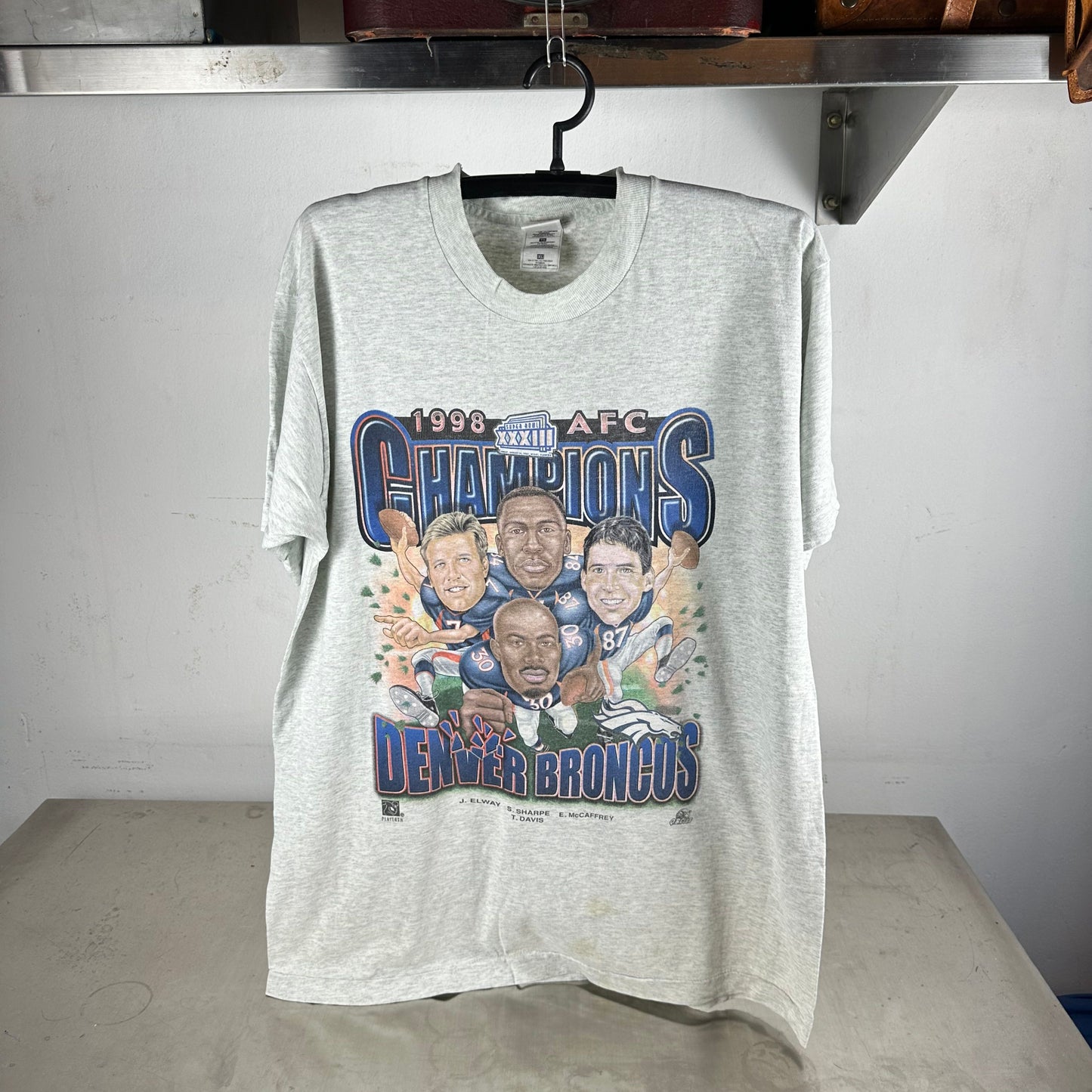 Vintage 1998 Denver Broncos NFL AFC Champions Caricature T-shirt