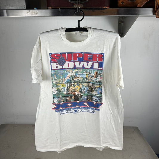 Vintage 1991 NFL Super Bowl XXV Football Graphic XL T-shirt