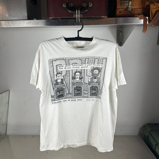 Vintage 1990 Bad Bob Screaming Man on Game Show Art Single Stitch T-shirt