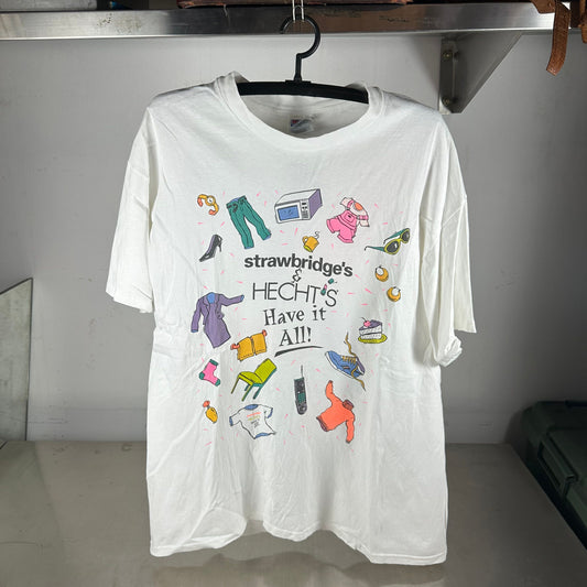 Vintage 90s Strawbridge's & Hecht's Shopping Mall Artwork Promo T-shirt