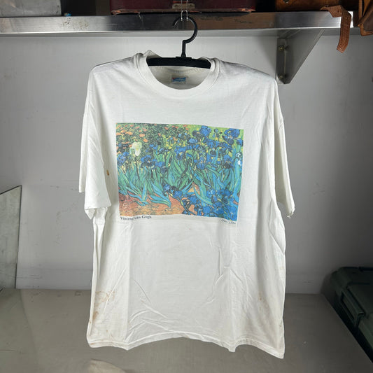 Vintage 90s Vincent Van Gogh Irises Landscape Painting Art Single Stitch T-shirt
