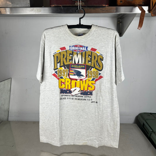 Vintage 1998 Adelaide Crows AFL Back to Back Premiers Graphic T-shirt