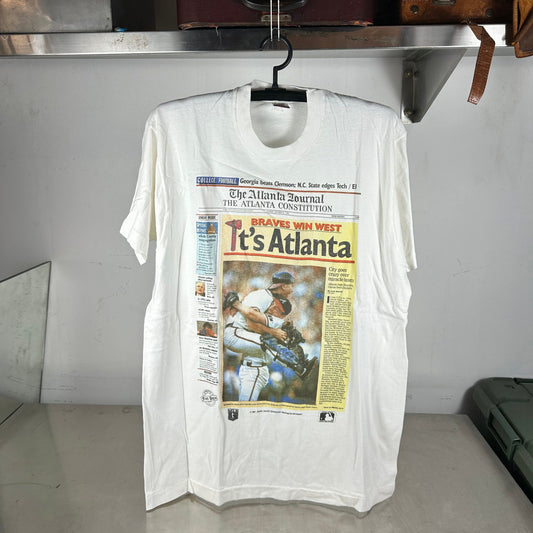 Vintage 1991 Atlanta Braves MLB It's Atlanta Newspaper Single Stitch T-shirt
