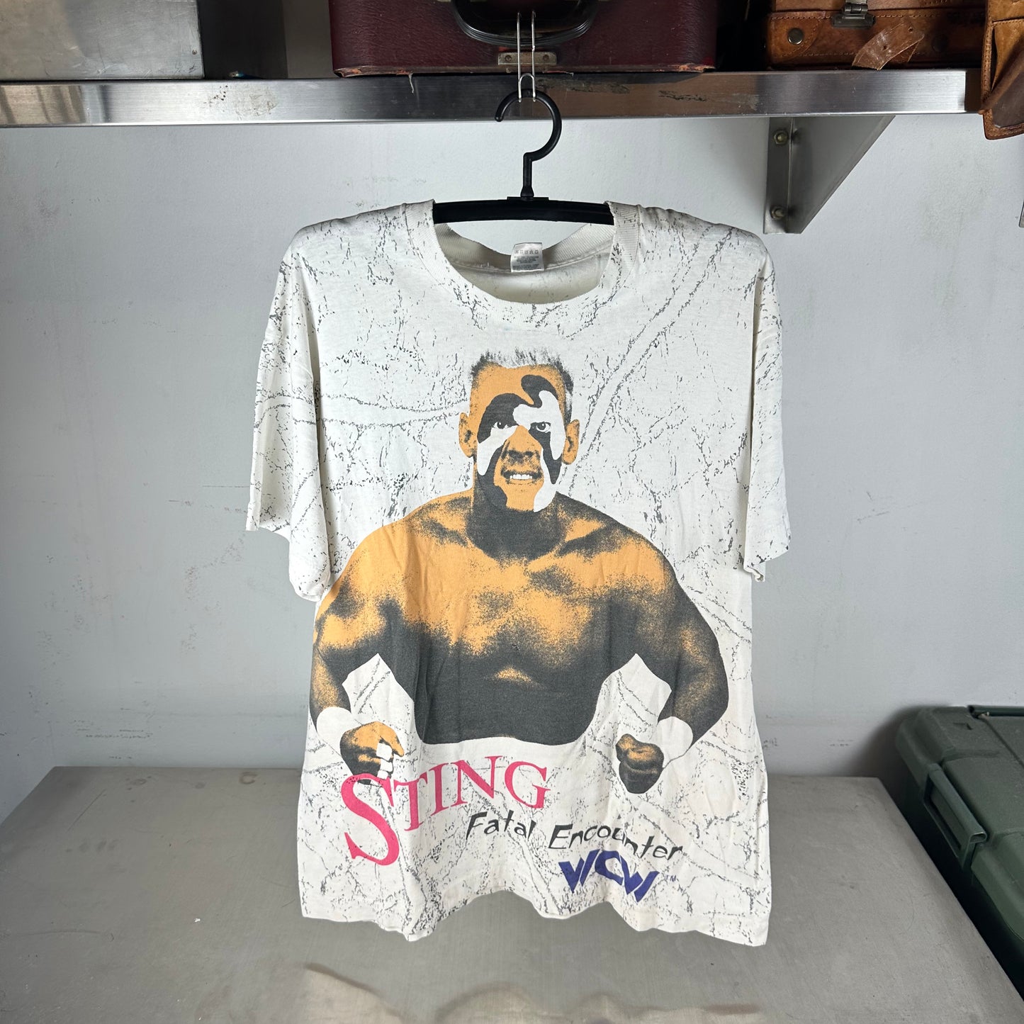 Vintage 90s Sting Fatal Encounter WCW Wrestling AOP Single Stitch T-Shirt