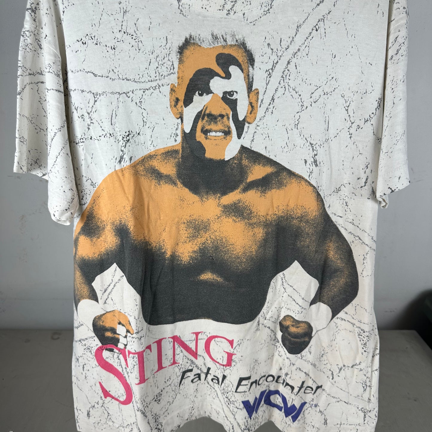 Vintage 90s Sting Fatal Encounter WCW Wrestling AOP Single Stitch T-Shirt