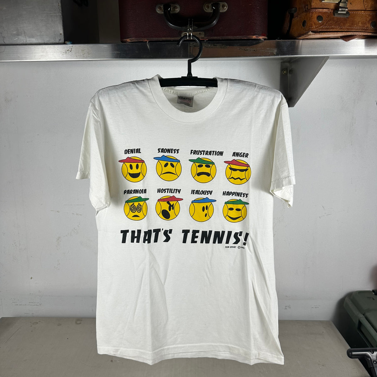 Vintage 1997 That's Tennis! Smileys Humor Graphic Single Stitch T-shirt