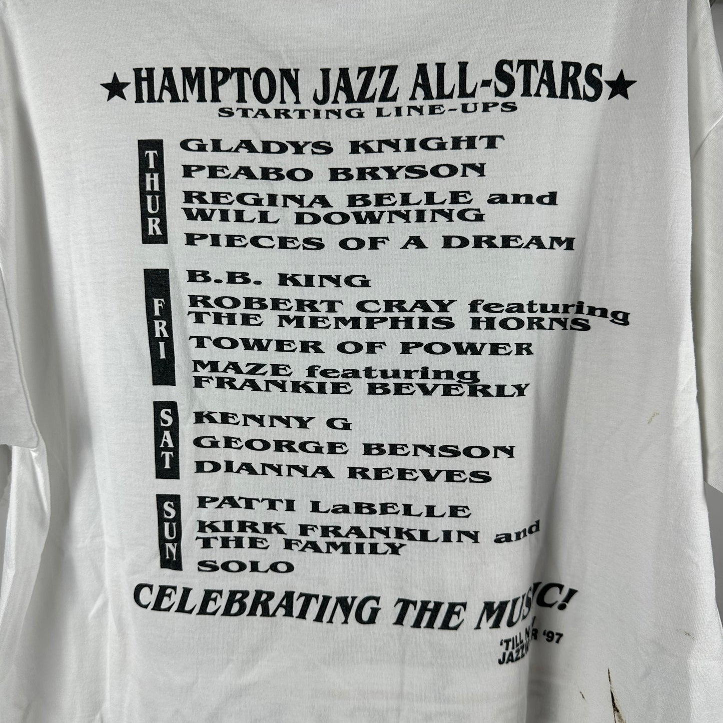 Vintage 1997 Hampton Jazz Festival BB King Patti Labelle Glady Knight T-shirt
