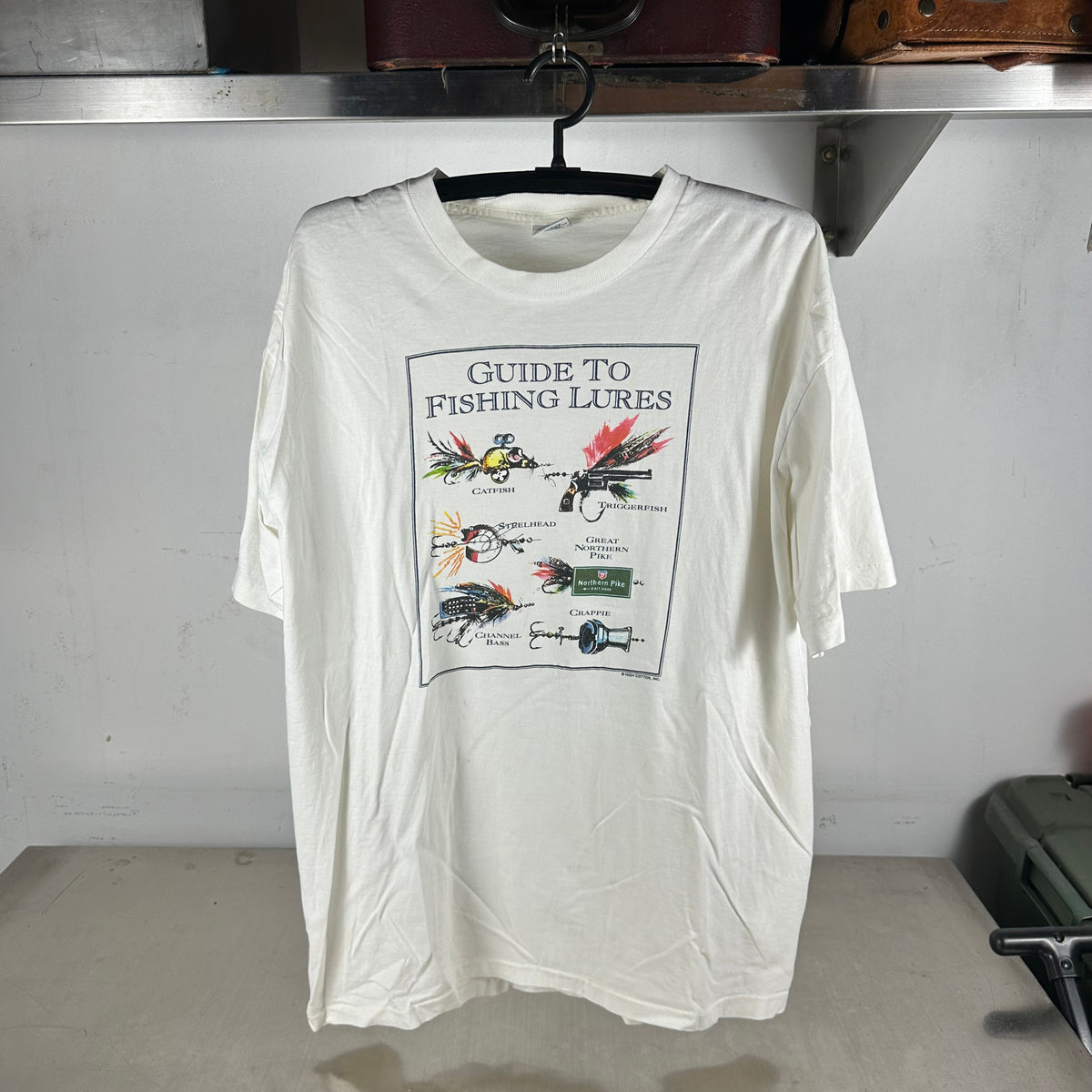 Vintage 90s Guide To Fishing Lures Fishing Graphic Single Stitch T-shirt