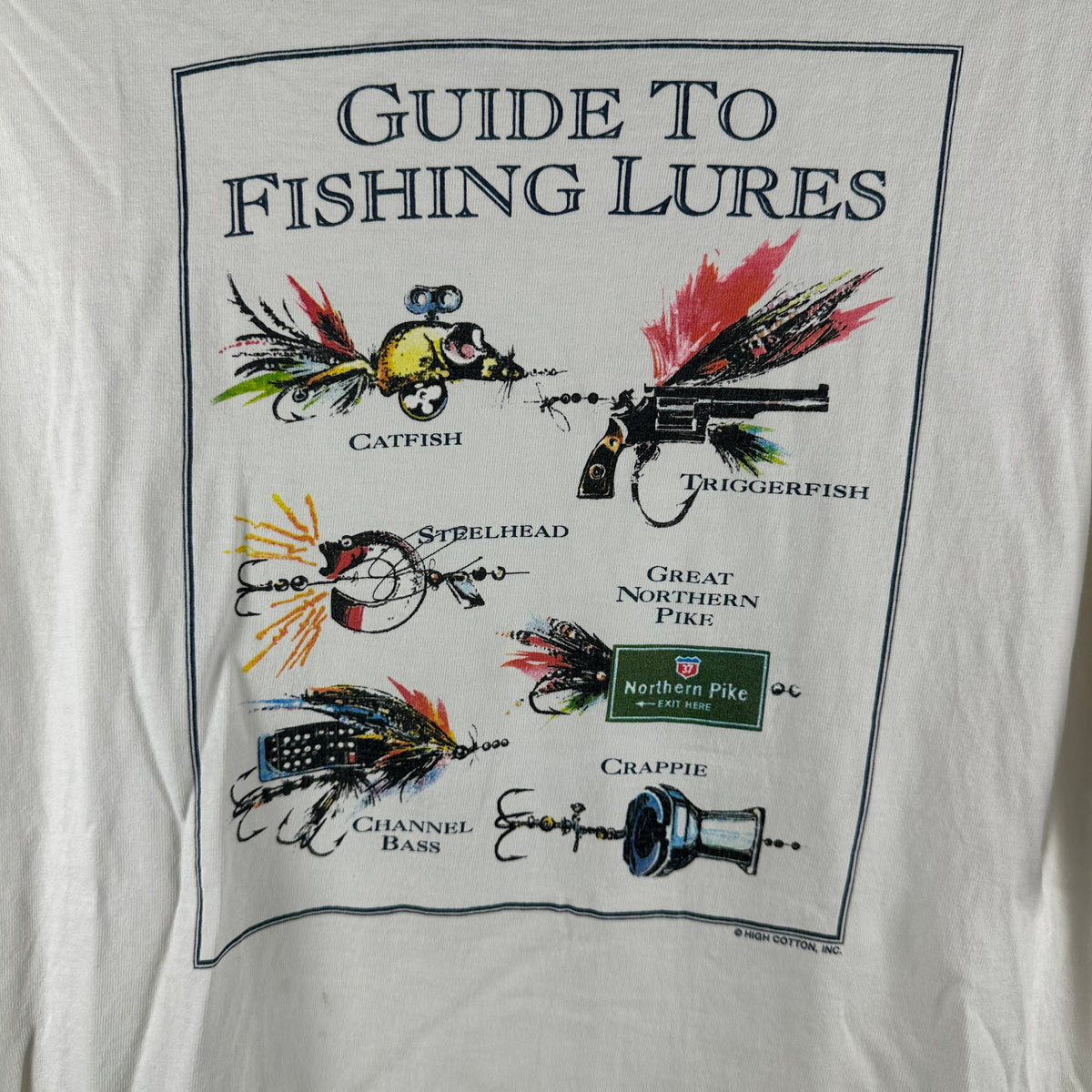Vintage 90s Guide To Fishing Lures Fishing Graphic Single Stitch T-shirt