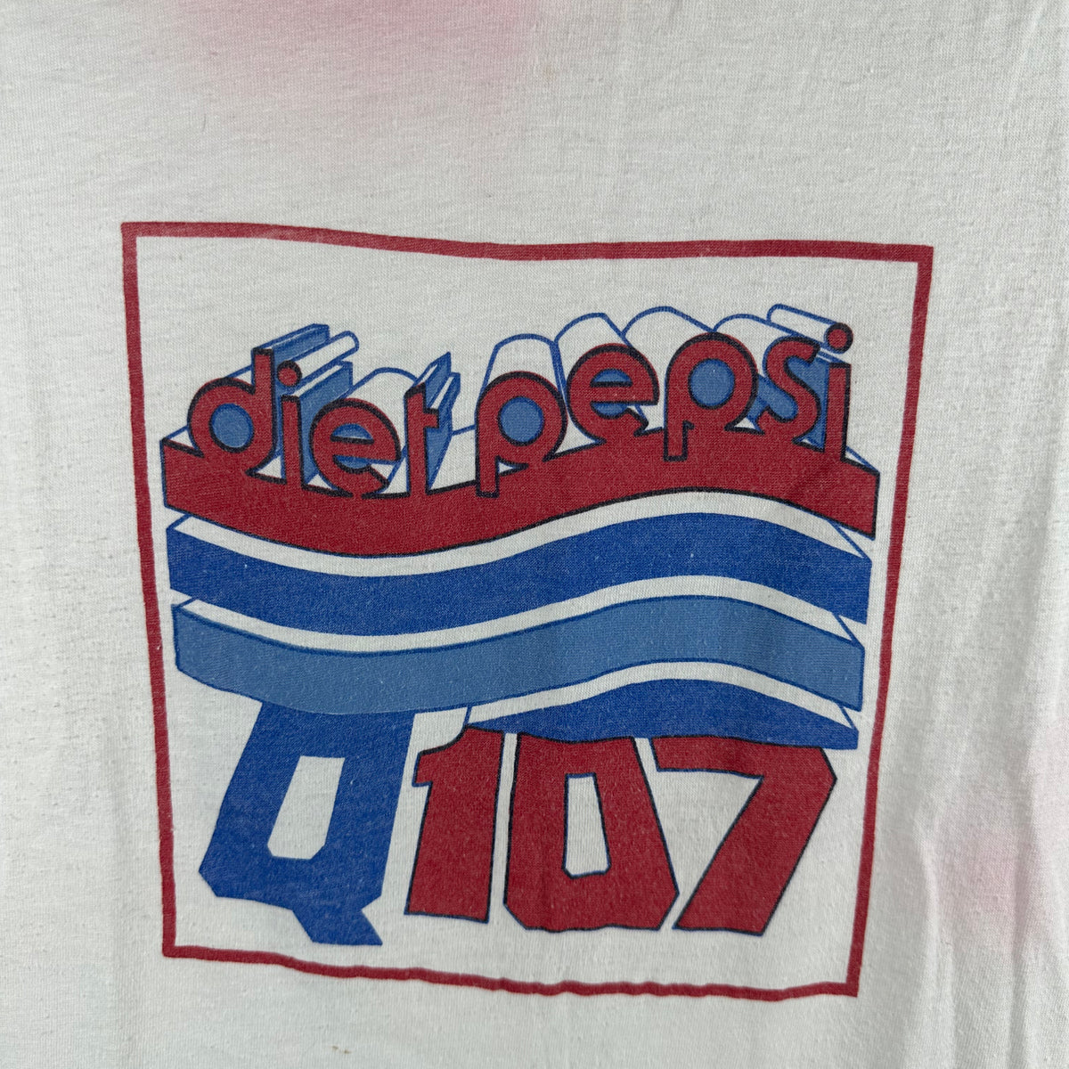 Vintage 80s Diet Pepsi Q107 Graphic Ringer Single Stitch T-shirt