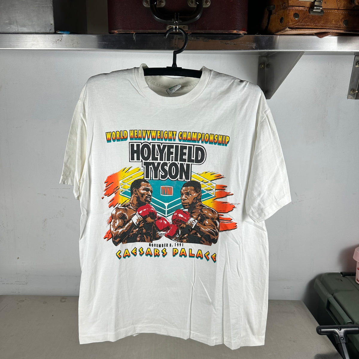Vintage 1991 Evander Holyfield VS Mike Tyson Boxing Fight Single Stitch T-shirt