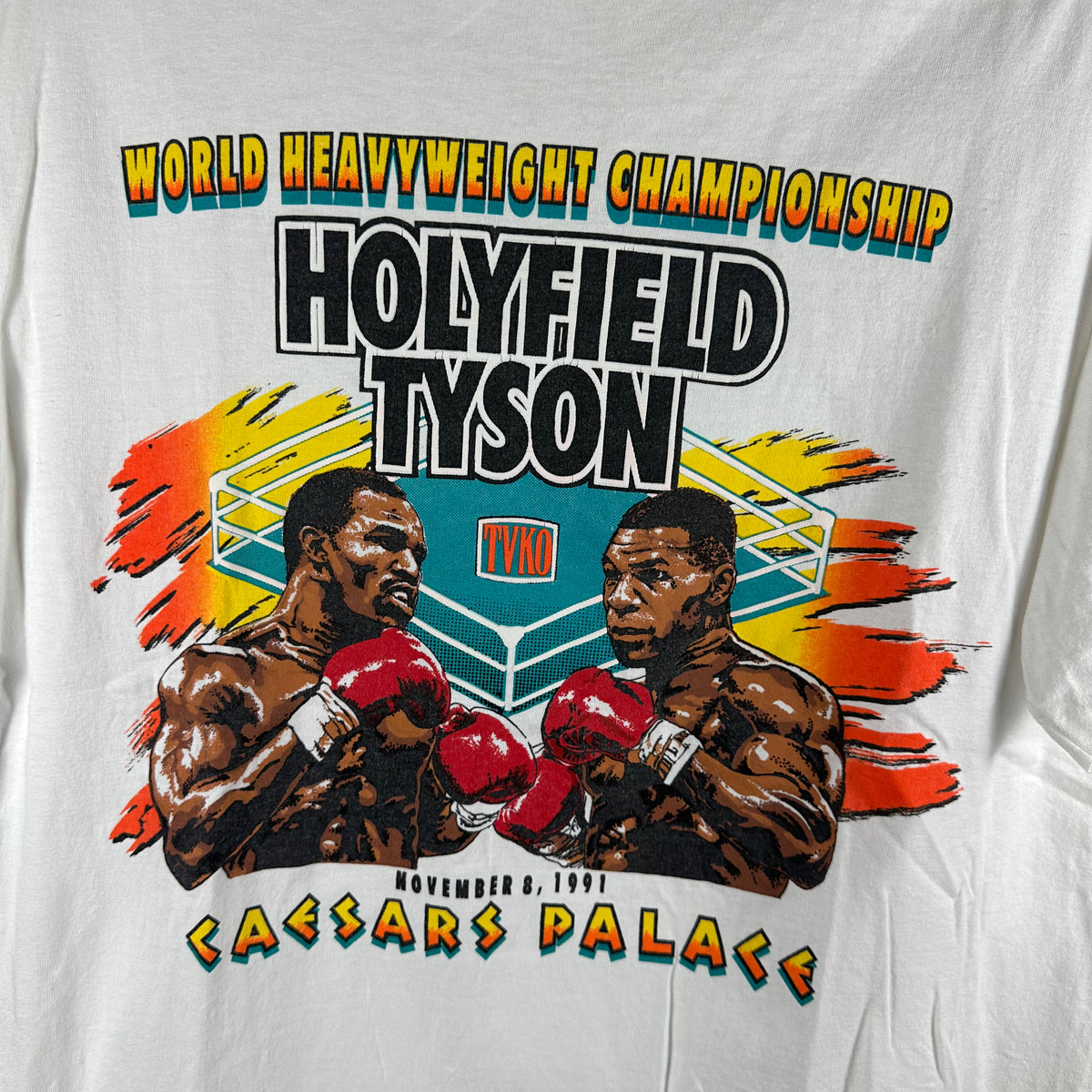 Vintage 1991 Evander Holyfield VS Mike Tyson Boxing Fight Single Stitch T-shirt