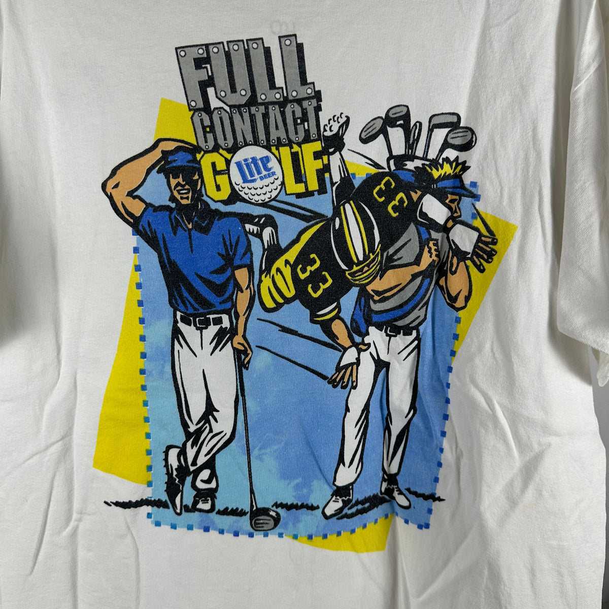 Vintage 90s Lite Beer Full Contact Golf Graphic Promo Single Stitch T-shirt