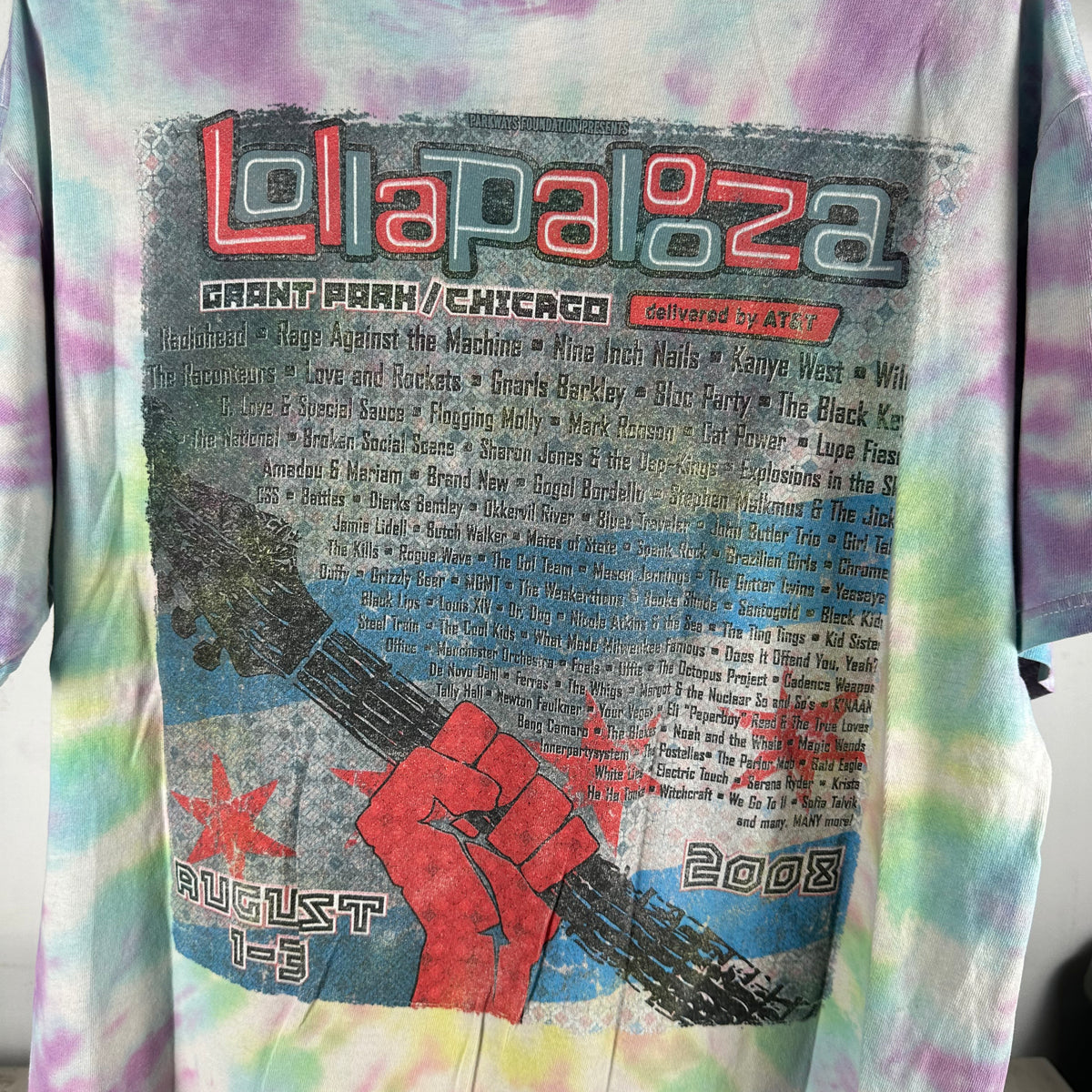 2008 Lollapalooza Festival Radiohead Kanye West Tie-dye T-shirt