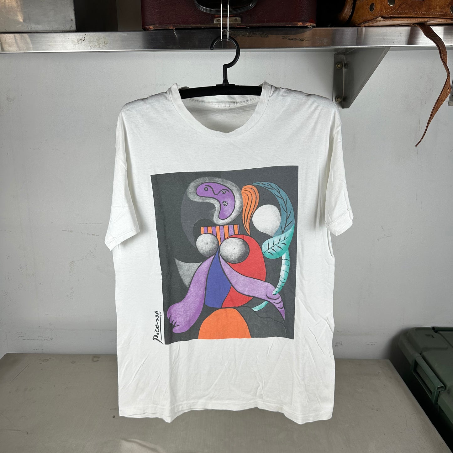 Vintage 1988 Pablo Picasso Woman with a Flower Painting Single Stitch T-shirt