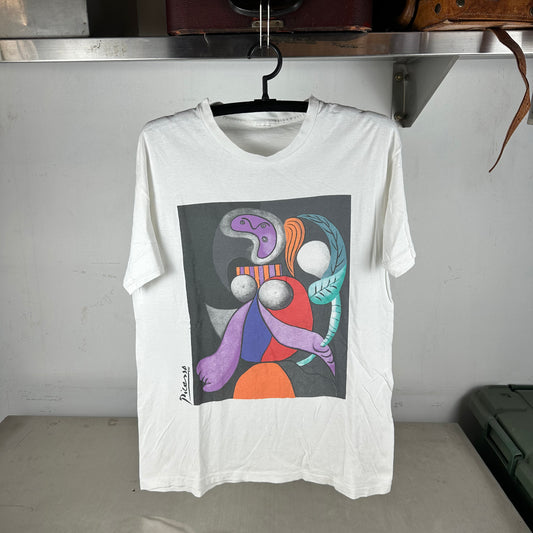 Vintage 1988 Pablo Picasso Woman with a Flower Painting Single Stitch T-shirt