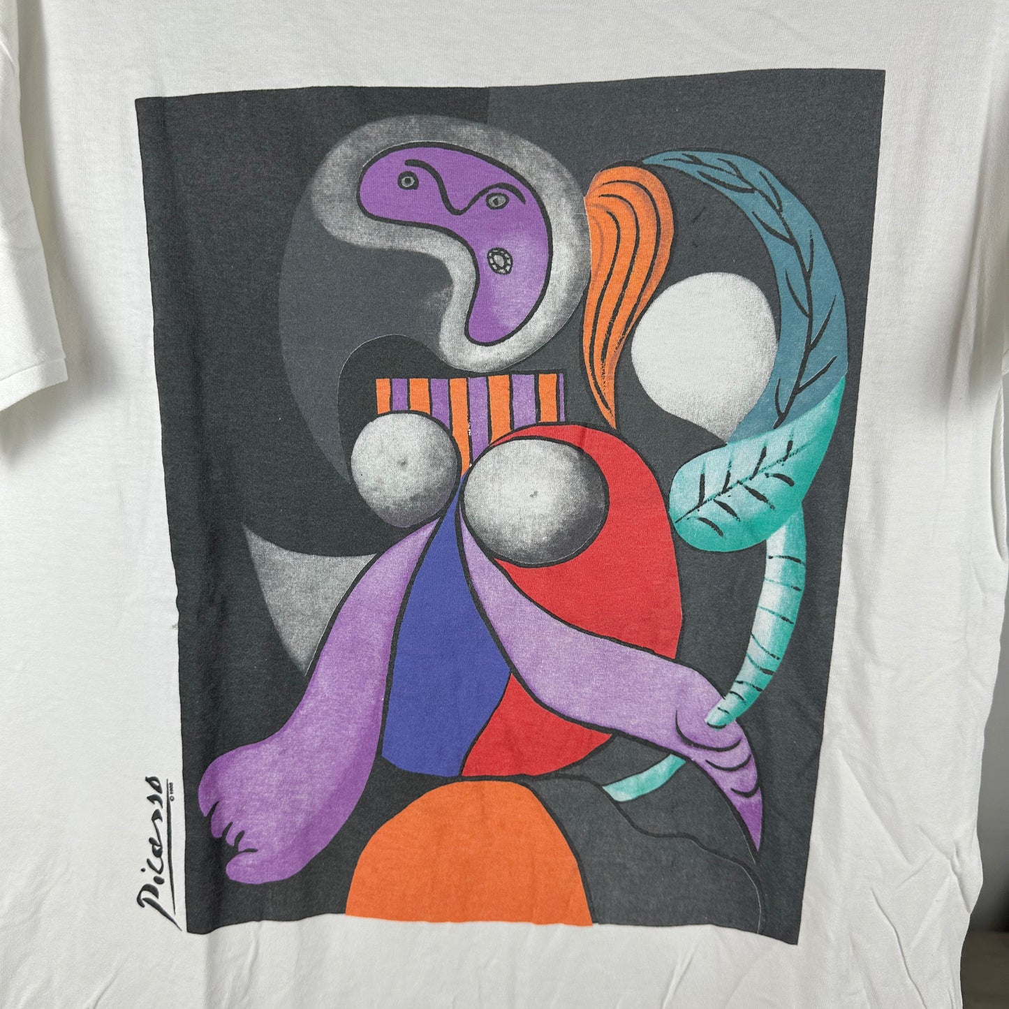Vintage 1988 Pablo Picasso Woman with a Flower Painting Single Stitch T-shirt