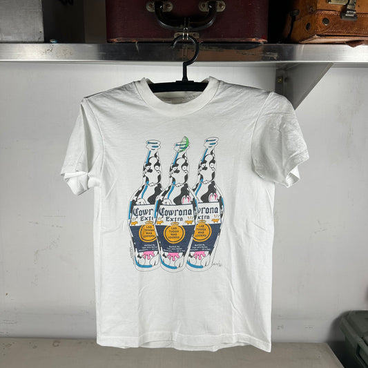 Vintage 1987 Corona Extra Beer Cow Graphic Promo T-shirt