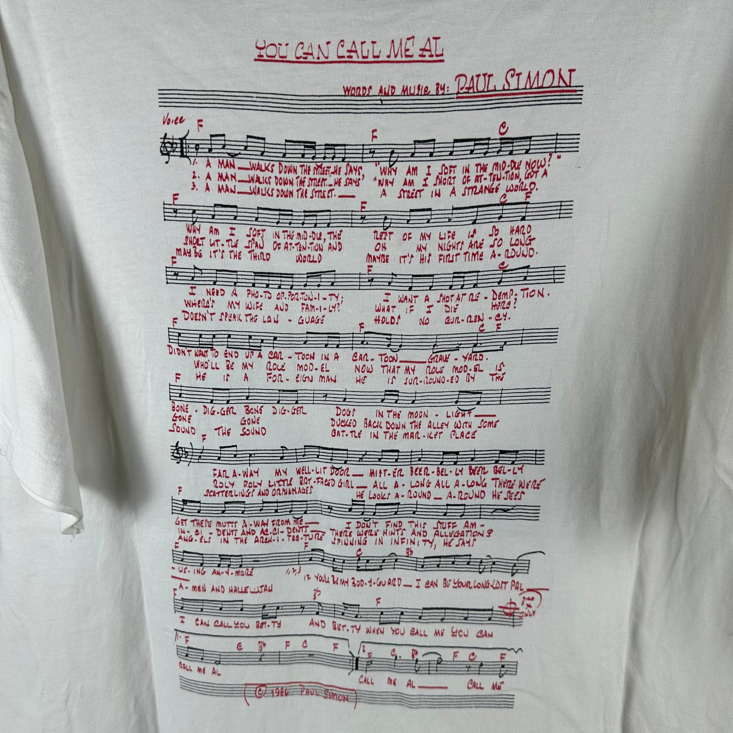 Vintage 80s Paul Simon Graceland You Can Call Me Al Single Stitch T-shirt