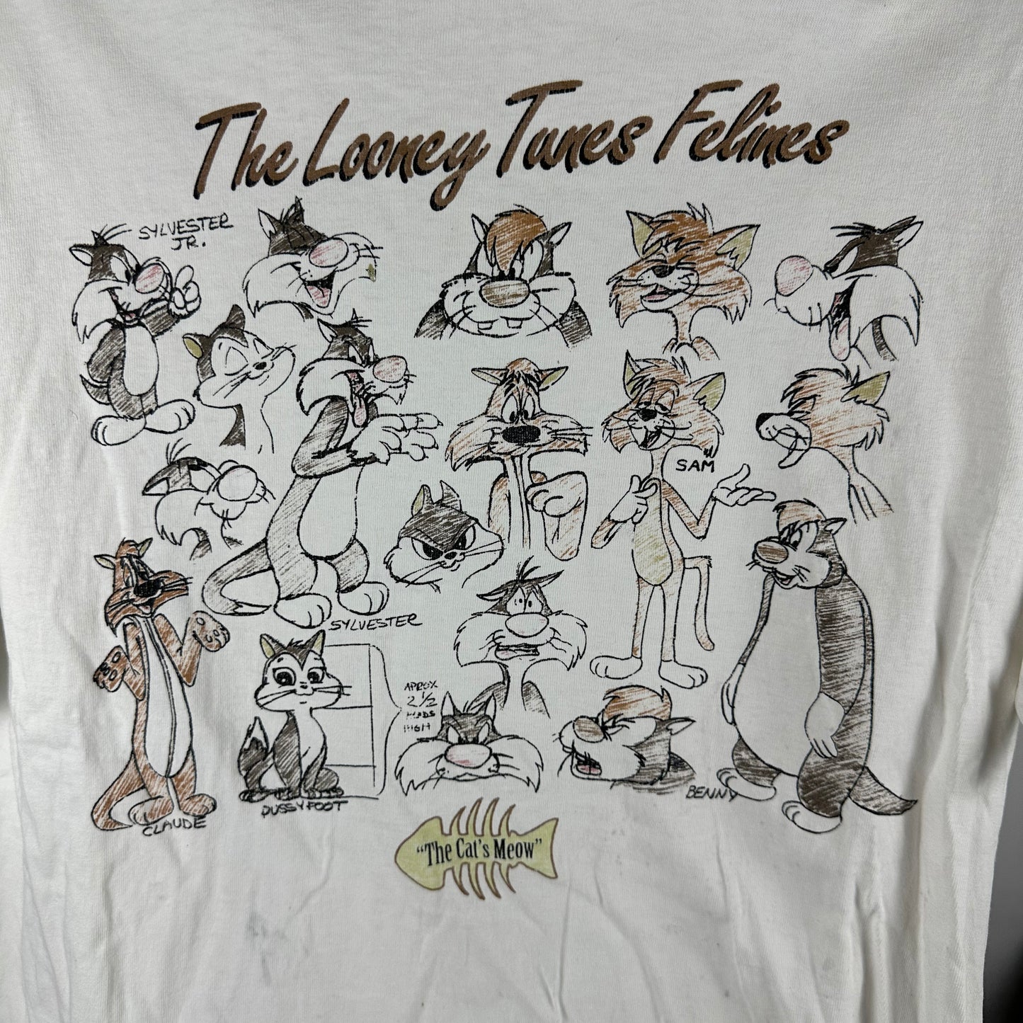 Vintage 90s The Looney Tunes Felines Cartoon Cat Characters Single Stitch T-shirt