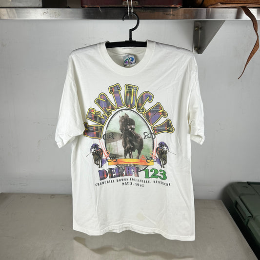 Vintage 1997 Kentucky Derby 123 Horse Racing Graphic T-shirt