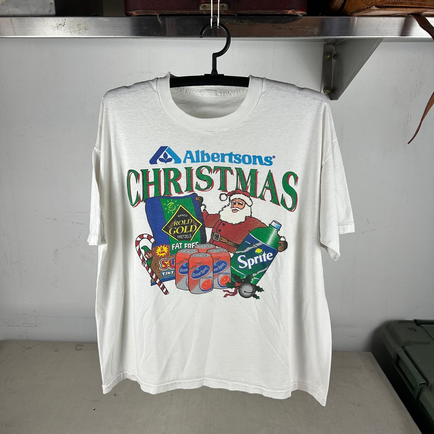 Vintage 90s Albertsons Christmas Snacks Artwork Promo Single Stitch T-shirt