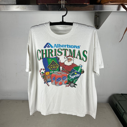 Vintage 90s Albertsons Christmas Snacks Artwork Promo Single Stitch T-shirt
