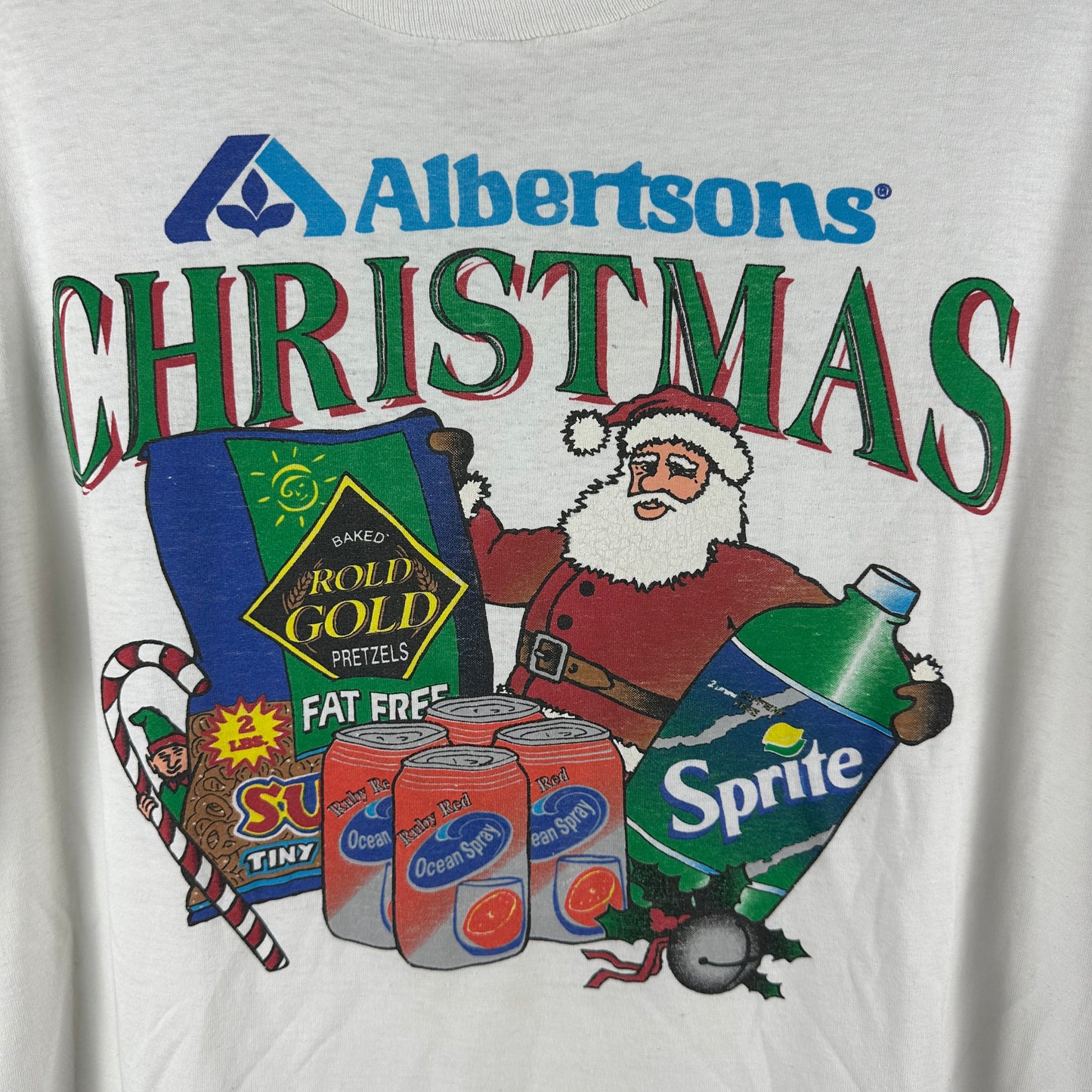 Vintage 90s Albertsons Christmas Snacks Artwork Promo Single Stitch T-shirt
